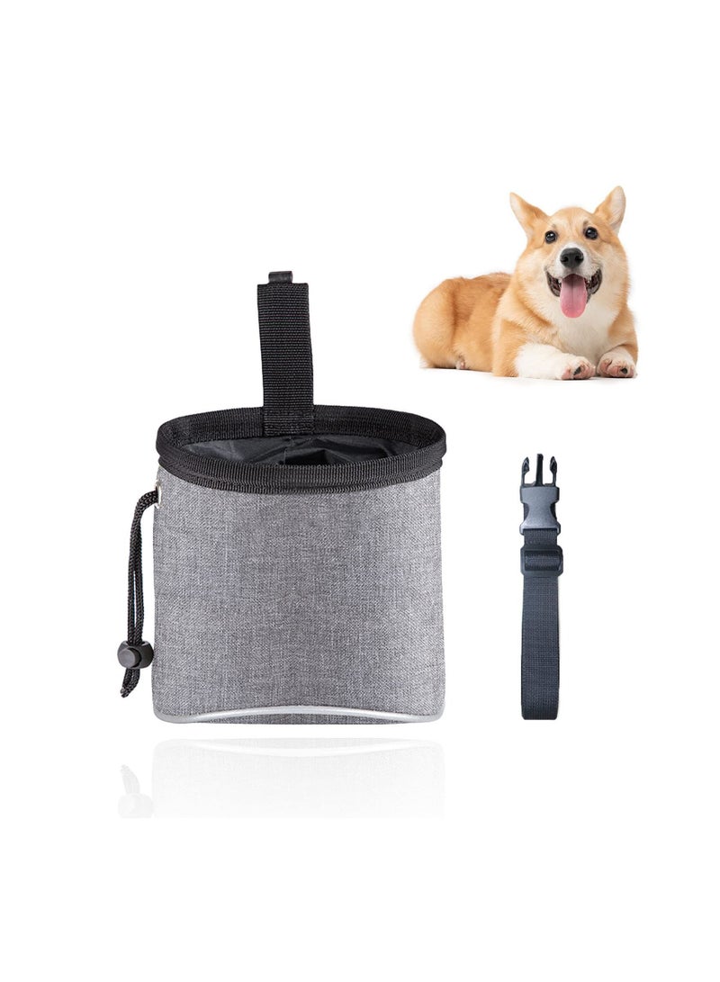 Dog Treat Bag, Waterproof Dog Training Pouch, Hand-Free Dog Walking Bag with Adjustable Waist Belt, Pet Puppy Treat Pouch Bag for Dog Training Walking Travel Outdoor Use (Grey) - Image 1