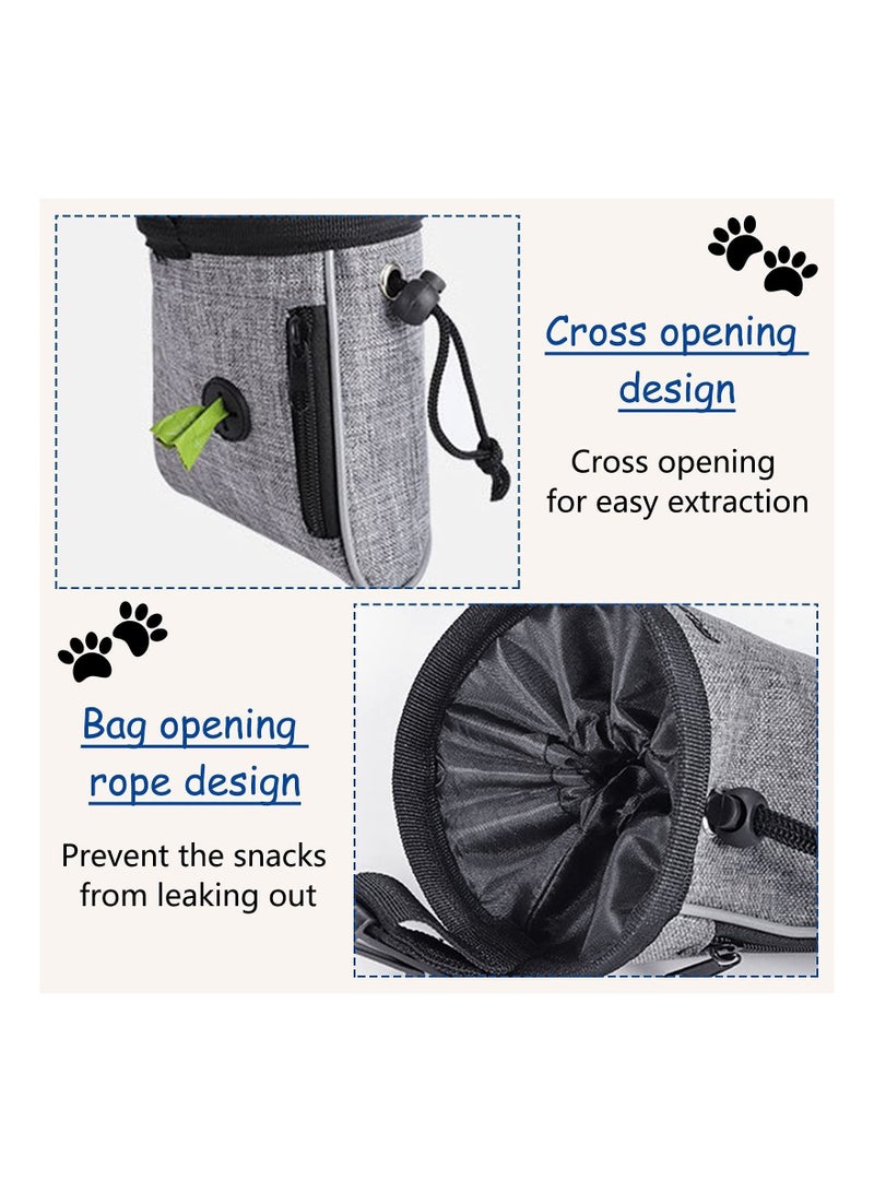 Dog Treat Bag, Waterproof Dog Training Pouch, Hand-Free Dog Walking Bag with Adjustable Waist Belt, Pet Puppy Treat Pouch Bag for Dog Training Walking Travel Outdoor Use (Grey) - Image 3
