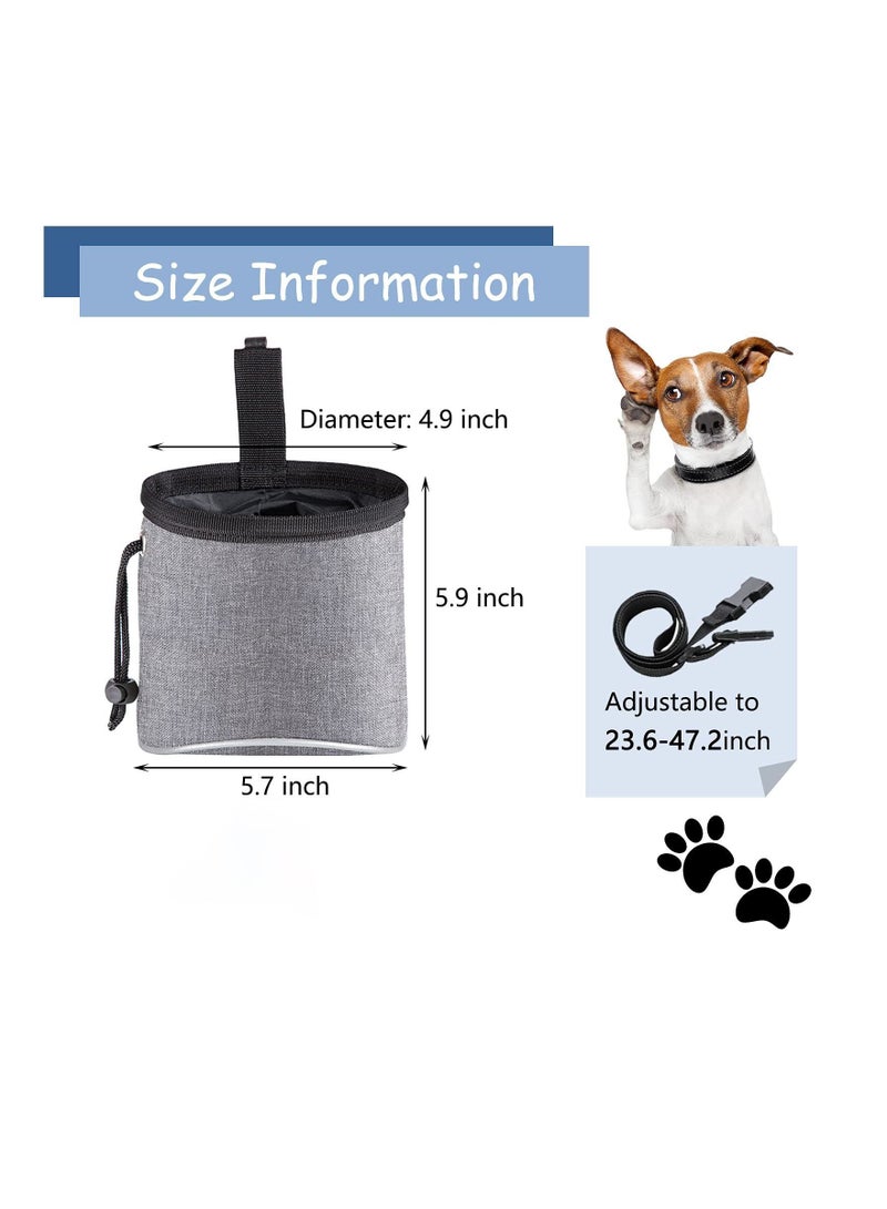 Dog Treat Bag, Waterproof Dog Training Pouch, Hand-Free Dog Walking Bag with Adjustable Waist Belt, Pet Puppy Treat Pouch Bag for Dog Training Walking Travel Outdoor Use (Grey) - Image 2