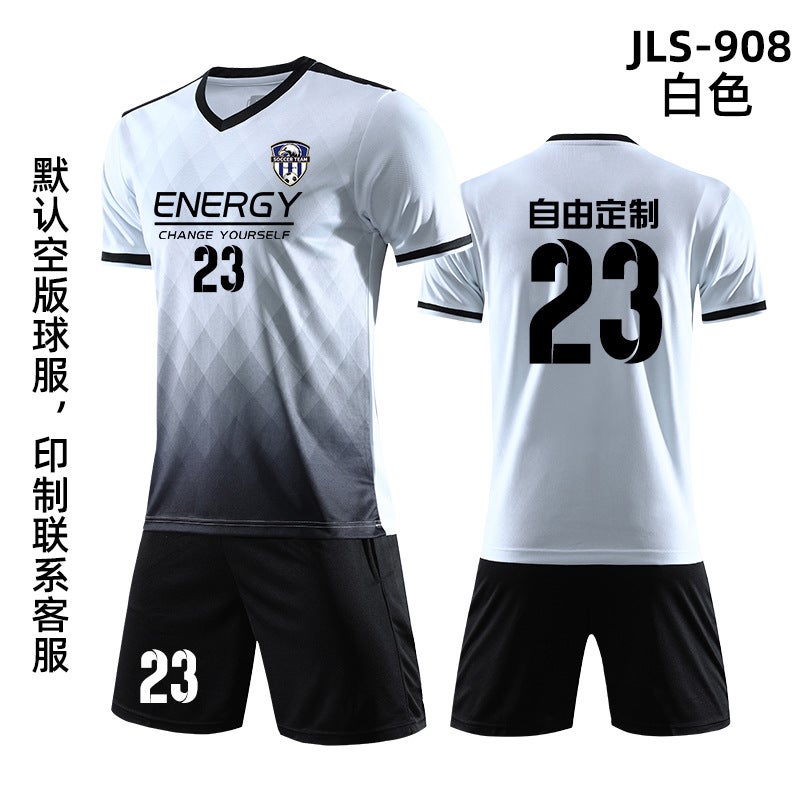 Generic Football Jersey male student competition clothes team uniform training clothing childrens football sports suit football uniform printing White 
