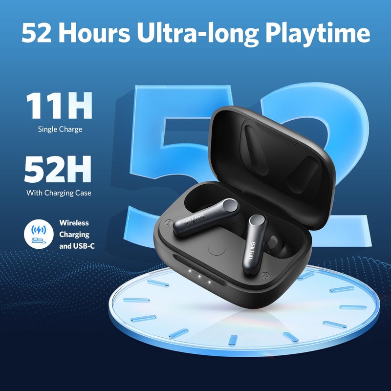 EarFun سماعات أذن وايرلس إيرفن أير برو 4 مع خاصية إلغاء الضوضاء الهجينة التكيفية، صوت كوالكوم سناب دراجون، aptX™ بدون فقدان، 6 ميكروفونات AI CVC 8.0 للمكالمات، صوت عالي الدقة LDAC، 52 ساعة من وقت التشغيل، بلوتوث 5.4، أسود داكن - Image 3