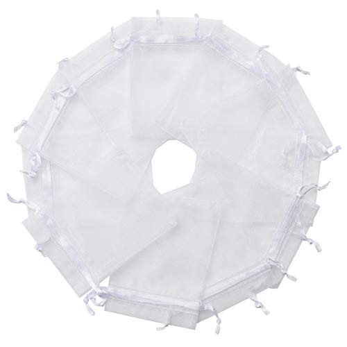 MOTYAWN 100pcs White Organza Bags 2x3 inch Sheer Drawstring Gift Bags Jewelry Pouches Wedding Party Christmas Favor Gift Bags, Little Mesh Gift Pouches Mini Candy Bags for Small Presents Earrings - Image 2