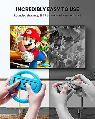 VOYEE Steering Wheel Compatible with Nintendo Switch Wheel, Family Use Accessories Compatible with Switch JoyCon Controllers, 2 Pack (Blue and Red) - Image 2