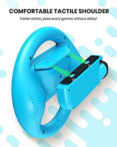 VOYEE Steering Wheel Compatible with Nintendo Switch Wheel, Family Use Accessories Compatible with Switch JoyCon Controllers, 2 Pack (Blue and Red) - Image 3