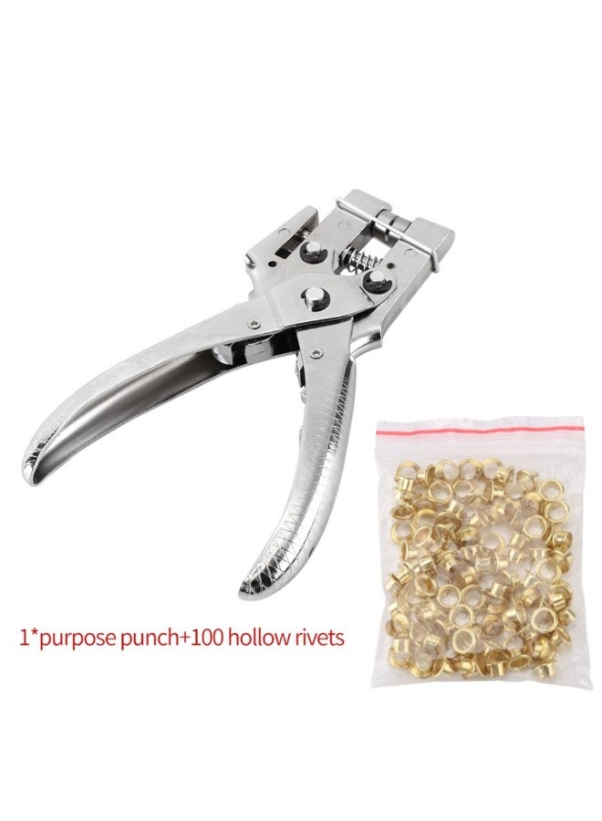 SYOSI Grommet Kit, Grommet Machine Hole Punch Plier with 100  Pieces  Grommets, Portable Manual Grommet Press Tool Handheld Grommet Hand Press Tool for Belts, Fabric, Saddles, Collars, Canvas, Tents  - Image 3