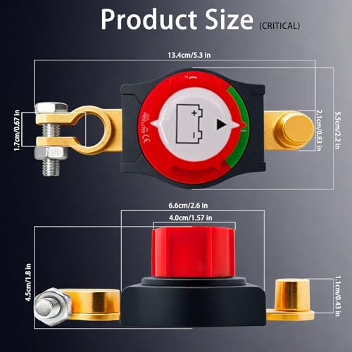 PILISPARK 2025 New Top Post Battery Disconnect Switch,12-48V Car Battery Kill Switch,Suitable for 17-18 mm terminals,Battery Disconnect Switches are Mainly Used in Automobiles, Rvs, Boats, Solar Panels - Image 3
