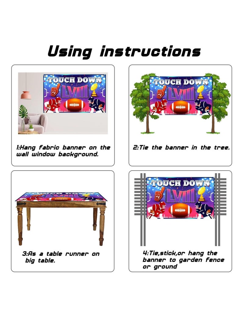 SOLARAE Ultimate Football Party Backdrop 2024 - Touchdown Banner & Decorations, Perfect for Celebrations - Large 71" X 47" - Image 5