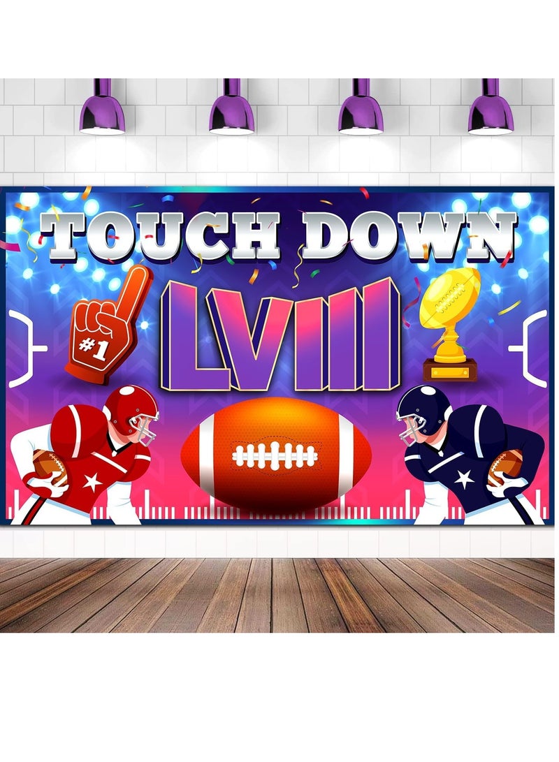 SOLARAE Ultimate Football Party Backdrop 2024 - Touchdown Banner & Decorations, Perfect for Celebrations - Large 71" X 47" - Image 1
