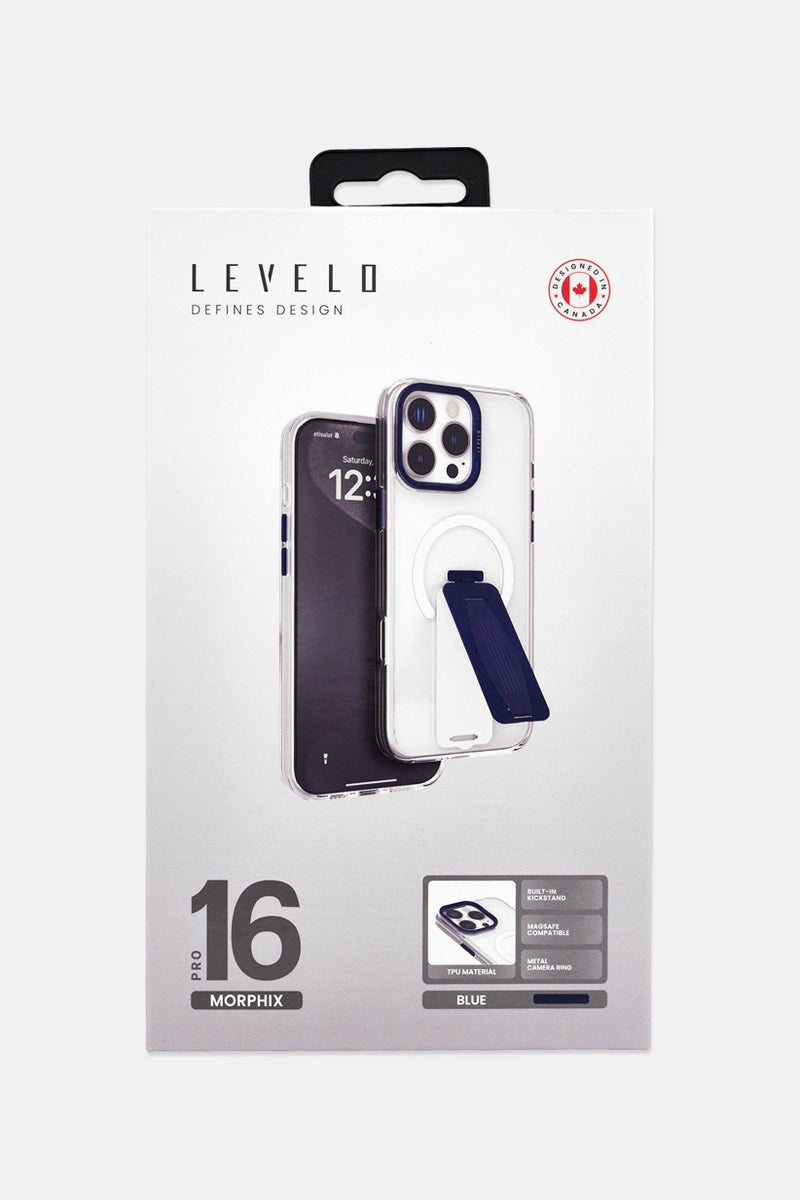 LEVELO iPhone 16 Pro Morphix Magsafe Case With Grip And Stand, Transparent - Image 4