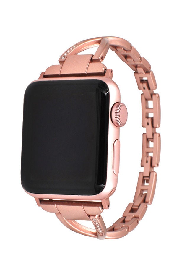 نيبمينينت سوار بديل لساعة أبل مزين بالألماس للنساء ذهبي وردي - Image 1