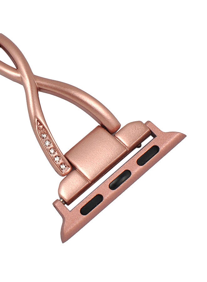 نيبمينينت سوار بديل لساعة أبل مزين بالألماس للنساء ذهبي وردي - Image 2