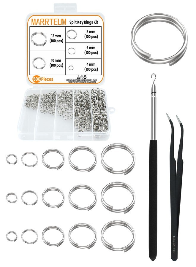 MARRTEUM 500 Pcs Double Open Jump Rings Kit, Stainless Steel Mini Round Split Craft Jump Keychains Key Ring with Double Loops Connectors for Jewelry Making, Bracelets Necklace Repair, DIY (4, 6, 8, 10, 12mm) - Image 1