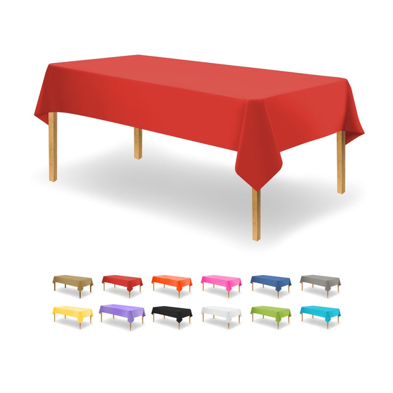 Party Dimensions Red Tablecloth Disposable Plastic Table Cover for Rectangle Tables 12 Pack Premium Plastic Table Cloths for Parties Events  Weddings IndoorsOutdoors 54x108