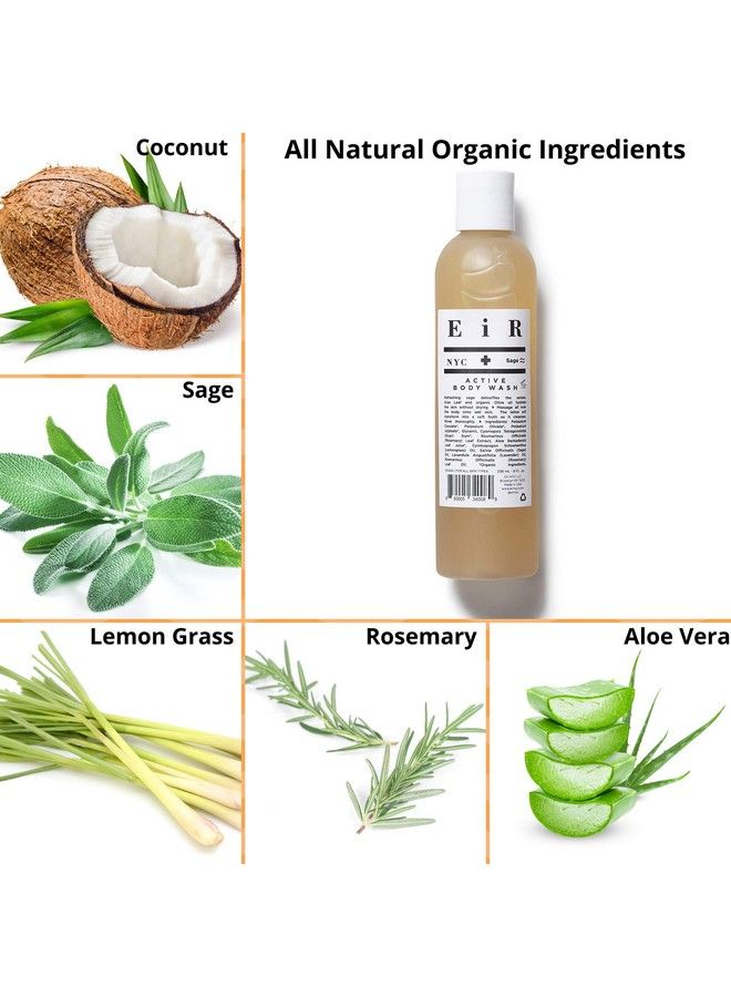 eir nyc ; All Natural Organic Moisturizing Body Wash ; Includes Aloe Coconut Olive Oil Lemongrass Sage Rosemary And Eucalyptus ; (8 Oz) - Image 3