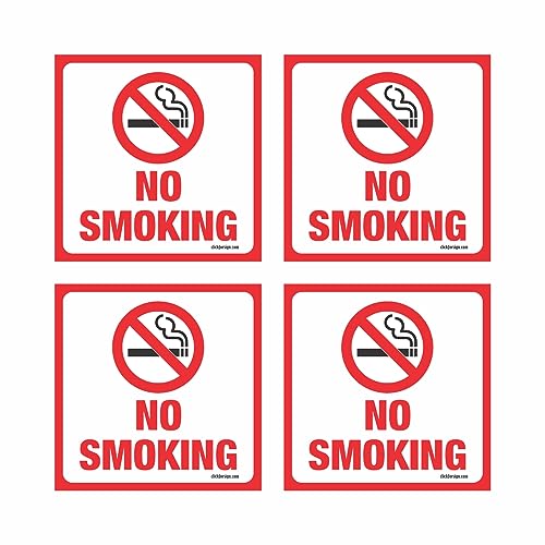 Clickforsign Weather Resistant Long Lasting UV Protected No Smoking Sign Stickers (5.5 x 5.5 inch)- Pack of 4 - Image 1