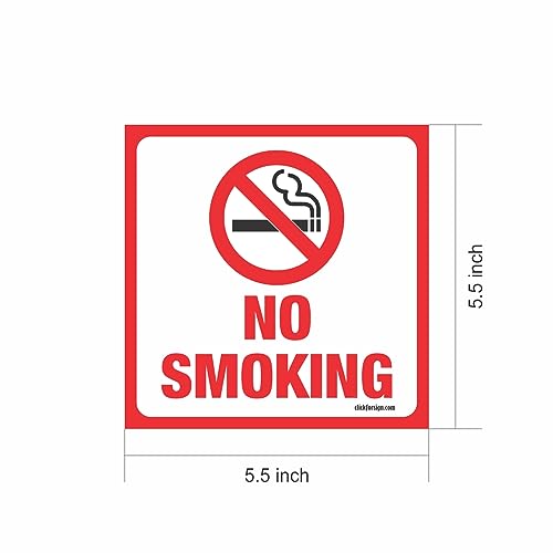 Clickforsign Weather Resistant Long Lasting UV Protected No Smoking Sign Stickers (5.5 x 5.5 inch)- Pack of 4 - Image 3
