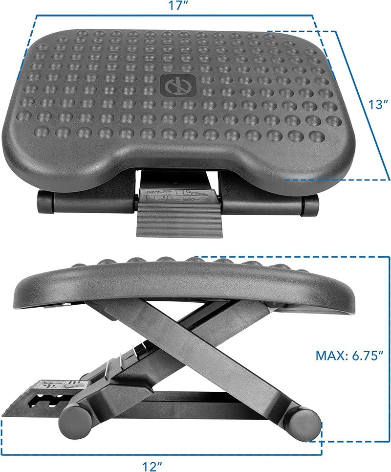 Metron Adjustable Foot Rest for Under Desk at Work with Massage Rollers, Ergonomic Office Footrest for Chair with 3 Height Settings & 30° Tilt, Leg Support Stool for Posture & Blood Circulation - Image 3