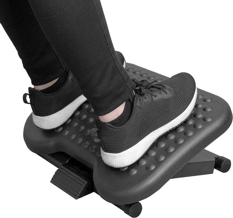 Metron Adjustable Foot Rest for Under Desk at Work with Massage Rollers, Ergonomic Office Footrest for Chair with 3 Height Settings & 30° Tilt, Leg Support Stool for Posture & Blood Circulation - Image 1