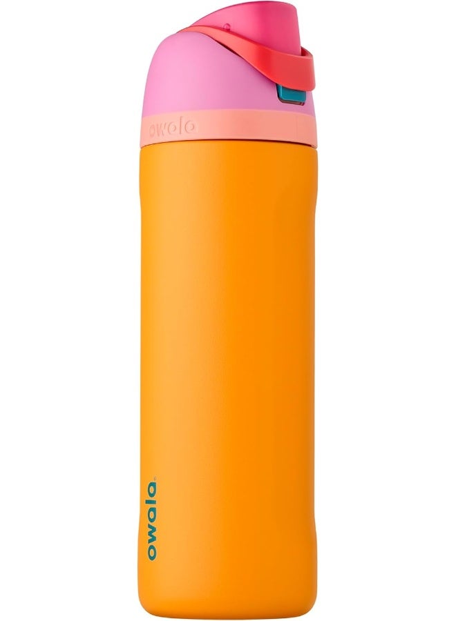 Owala زجاجة ماء معزولة من الفولاذ المقاوم للصدأ FreeSip مع قشة للرياضة والسفر، خالية من BPA، سعة 24 أونصة، لون أوركيد/برتقالي (استوائي) - Image 1