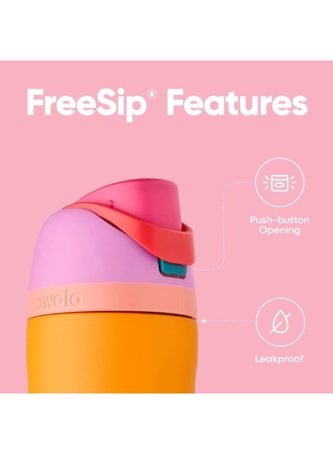 Owala زجاجة ماء معزولة من الفولاذ المقاوم للصدأ FreeSip مع قشة للرياضة والسفر، خالية من BPA، سعة 24 أونصة، لون أوركيد/برتقالي (استوائي) - Image 3