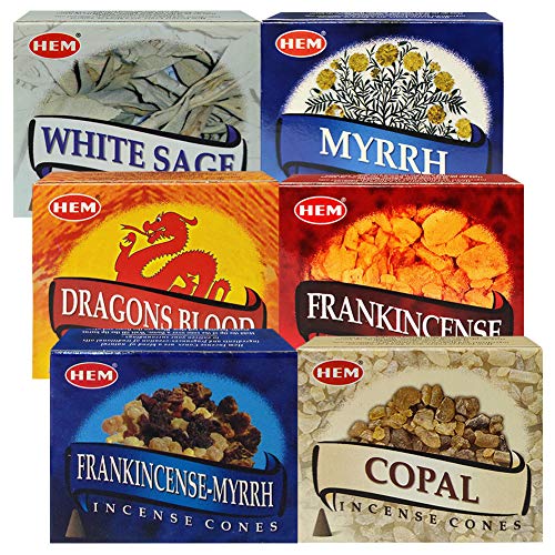 TRUMIRI Hem Incense Cones Variety Pack #4 and Inscents-Cones Burner Holder with 6 Most Popular Fragrances - Dragons Blood, Frankincense, Myrrh - Total 60 Scented Cone Incense (6 Scents x 10 Conos) - Image 4