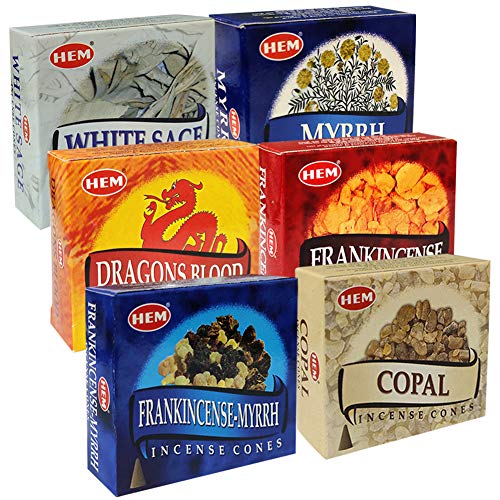 TRUMIRI Hem Incense Cones Variety Pack #4 and Inscents-Cones Burner Holder with 6 Most Popular Fragrances - Dragons Blood, Frankincense, Myrrh - Total 60 Scented Cone Incense (6 Scents x 10 Conos) - Image 5