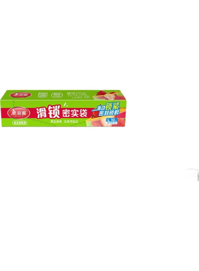 Maryya Meili Ya Food Storage Bags, Zipper, Large Size, 10 Pieces, Thickened, Disposable, Kitchen, Refrigerator, Cold Storage, Fresh-Keeping, Transparent, Self-Sealing Bags - Image 1