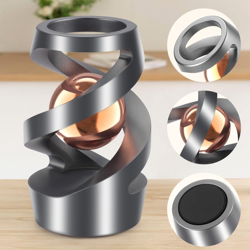 DOLASEV Upgraded Kinetic Desk Toys, Kinetic Spinning Desk Toy for Office for Adults, Quite Fidget Toys for Kids Teens, Desk Fidgets for Adults with ADHD (Grey Rose Gold) - Image 3