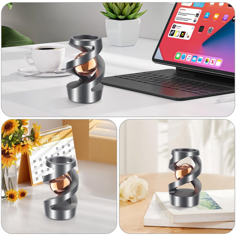 DOLASEV Upgraded Kinetic Desk Toys, Kinetic Spinning Desk Toy for Office for Adults, Quite Fidget Toys for Kids Teens, Desk Fidgets for Adults with ADHD (Grey Rose Gold) - Image 4