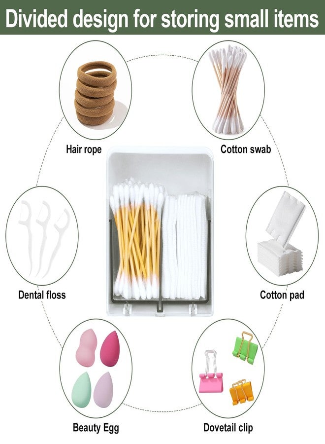 Obsoorth Qtip Holder with 2 Compartments, Clear Bathroom Set, Vanity Countertop Storage Organizer for Swab, Round Pads, Plastic Floss Pick Holder, White - Image 2