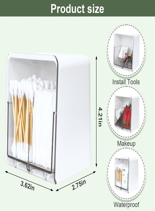 Obsoorth Qtip Holder with 2 Compartments, Clear Bathroom Set, Vanity Countertop Storage Organizer for Swab, Round Pads, Plastic Floss Pick Holder, White - Image 3