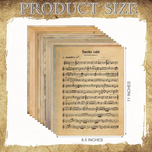 Fullhawl 20 Pcs Vintage Sheet Music Scrapbook Paper 85 x 11 Inch Decorative Decoupage Paper Double Sided Printed Music Sheets for Scrapbooking Craft Album Papercrafts - Image 3