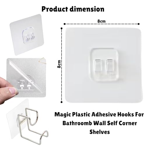 YUMUN 4 Pack Adhesive PVC Wall Hooks Bathroom and Kitchen Hanging Racks Magic Sticker, Tissue Towel and Shelf Rack Hanging Adhesive Sticker - Image 2