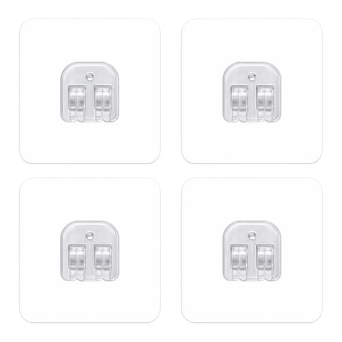 YUMUN 4 Pack Adhesive PVC Wall Hooks Bathroom and Kitchen Hanging Racks Magic Sticker, Tissue Towel and Shelf Rack Hanging Adhesive Sticker - Image 1