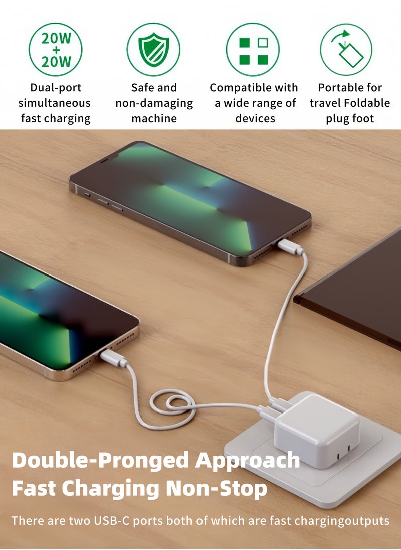 Lullaxx Lullaxx 50W Dual USB-C PD Fast Charger with 1M Cable UK Plug Compatible with iPhone 14/13 Series (14/14 Plus/14 Pro/14 Pro Max/13)  - Image 5