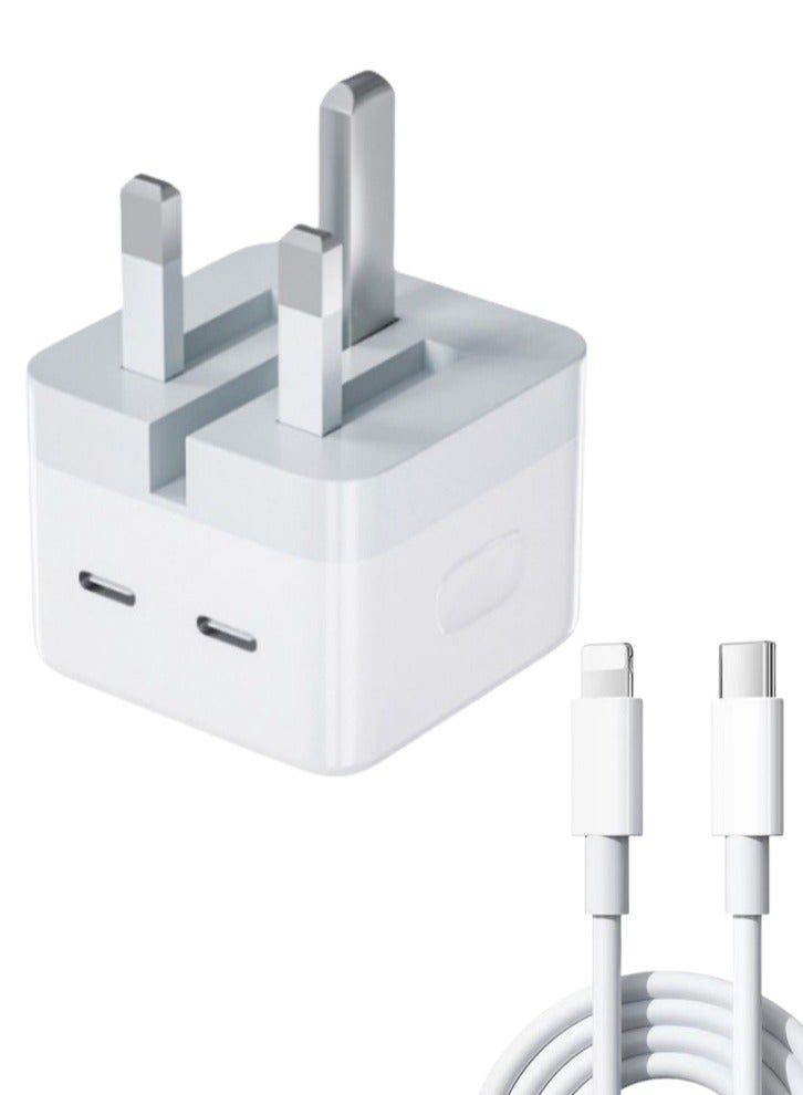 لولكس شاحن Lullaxx سريع 50 واط بمنفذ USB-C PD مع كابل بطول 1 متر، قابس المملكة المتحدة، متوافق مع سلسلة iPhone 14/13 (14/14 Plus/14 Pro/14 Pro Max/13) - Image 1