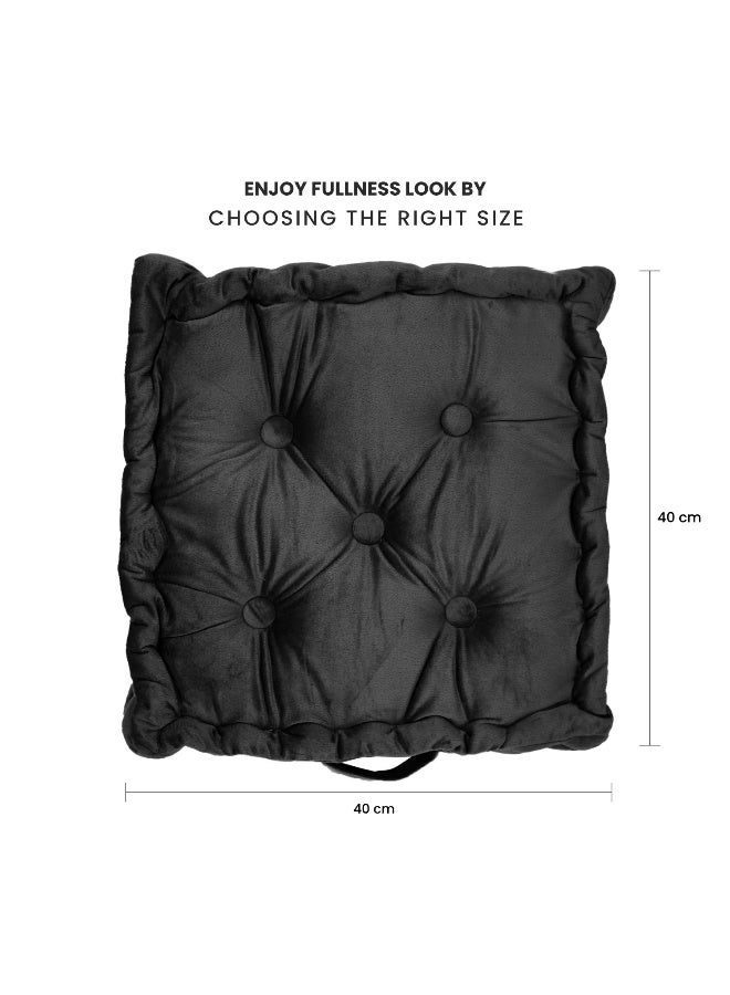 Rest Box Cushion Seat Pad Premium Velvet Chair Pad Adults Chair Armchair Black 40Cm X 40Cm + 8Cm  - Image 5