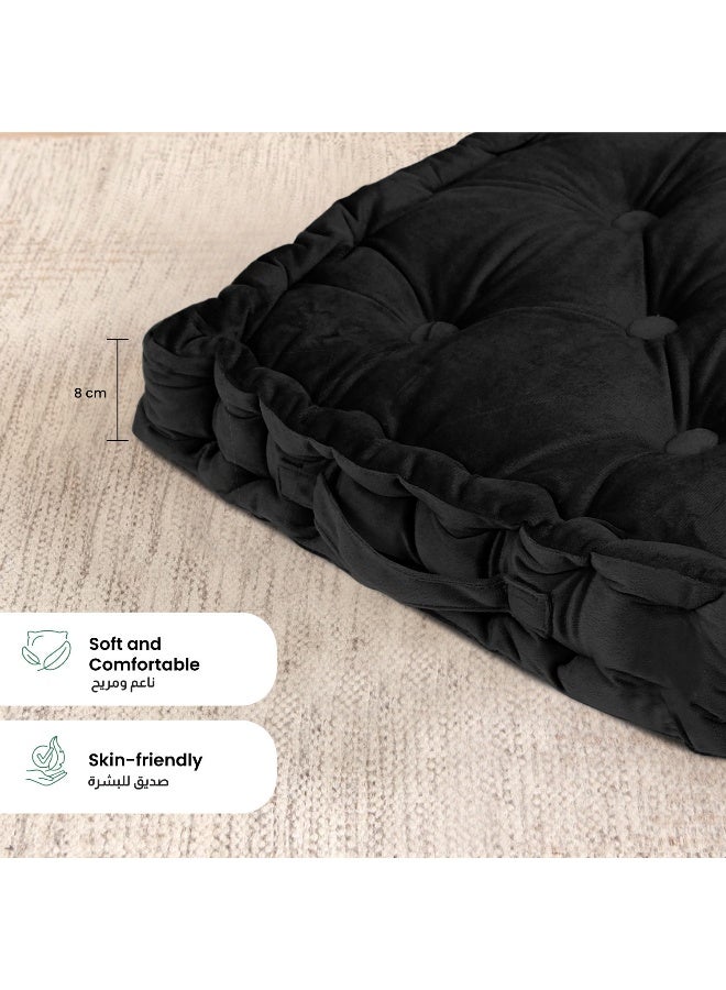 Rest Box Cushion Seat Pad Premium Velvet Chair Pad Adults Chair Armchair Black 40Cm X 40Cm + 8Cm  - Image 2