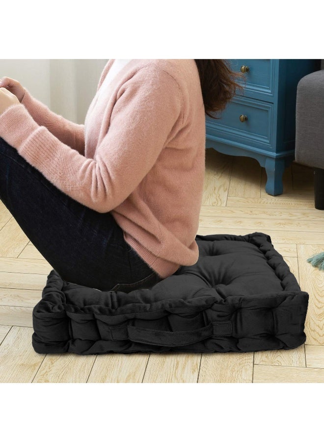 Rest Box Cushion Seat Pad Premium Velvet Chair Pad Adults Chair Armchair Black 40Cm X 40Cm + 8Cm  - Image 3