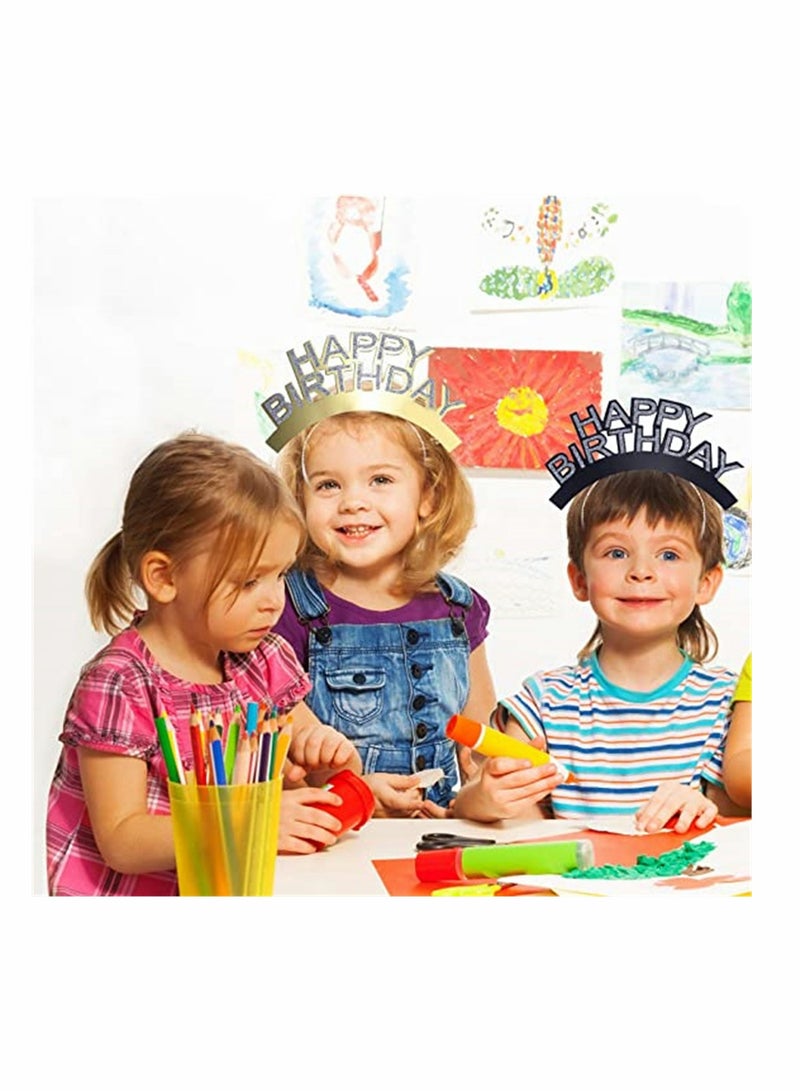 Zikra 12 Pack Happy Birthday Headbands, Birthday Party Hats for Kids and Adults Classroom School VBS Party Supplies Paper Birthday Crowns for Classroom, Birthday Crown Set, Classroom Party Decor - Image 2