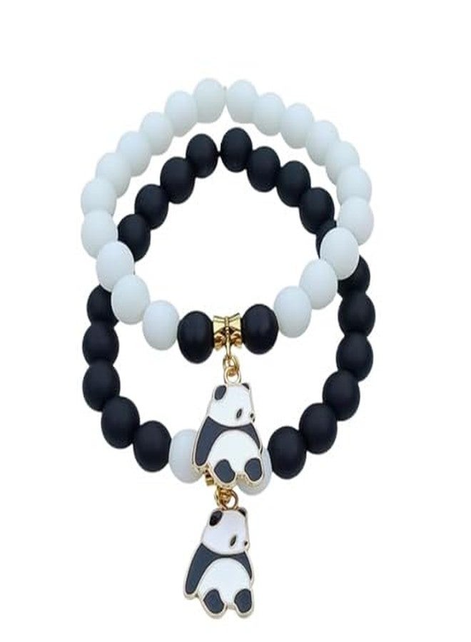 needs collection Needs Stone, Crystal, Glass Bracelet Panda Charm Bead Bracelet for Women, Small, with Panda Charms - Image 3