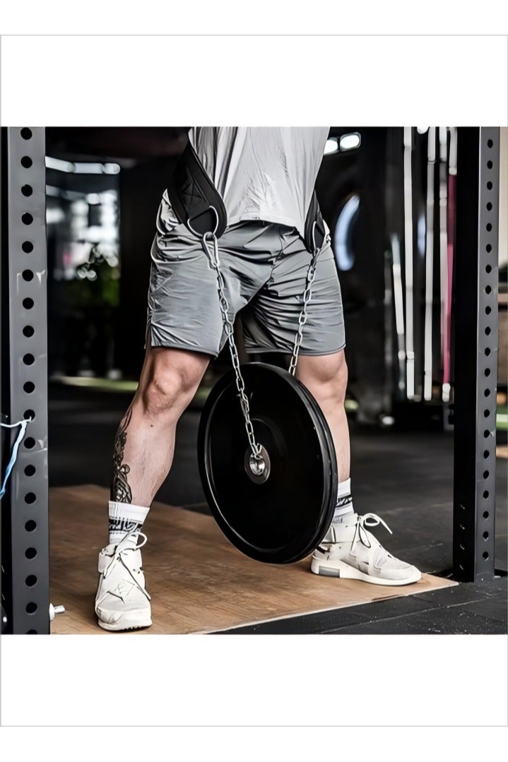 DUNISO Weight Lifting Belt, Professional Comfortable Workout Weight Lifting Waist Belt with Chain，Squat & Deadlift Protect Waist Weightlifting Belt，for Men Added Weight Training, Squat, Deadlift, Bodybuilding - Image 2