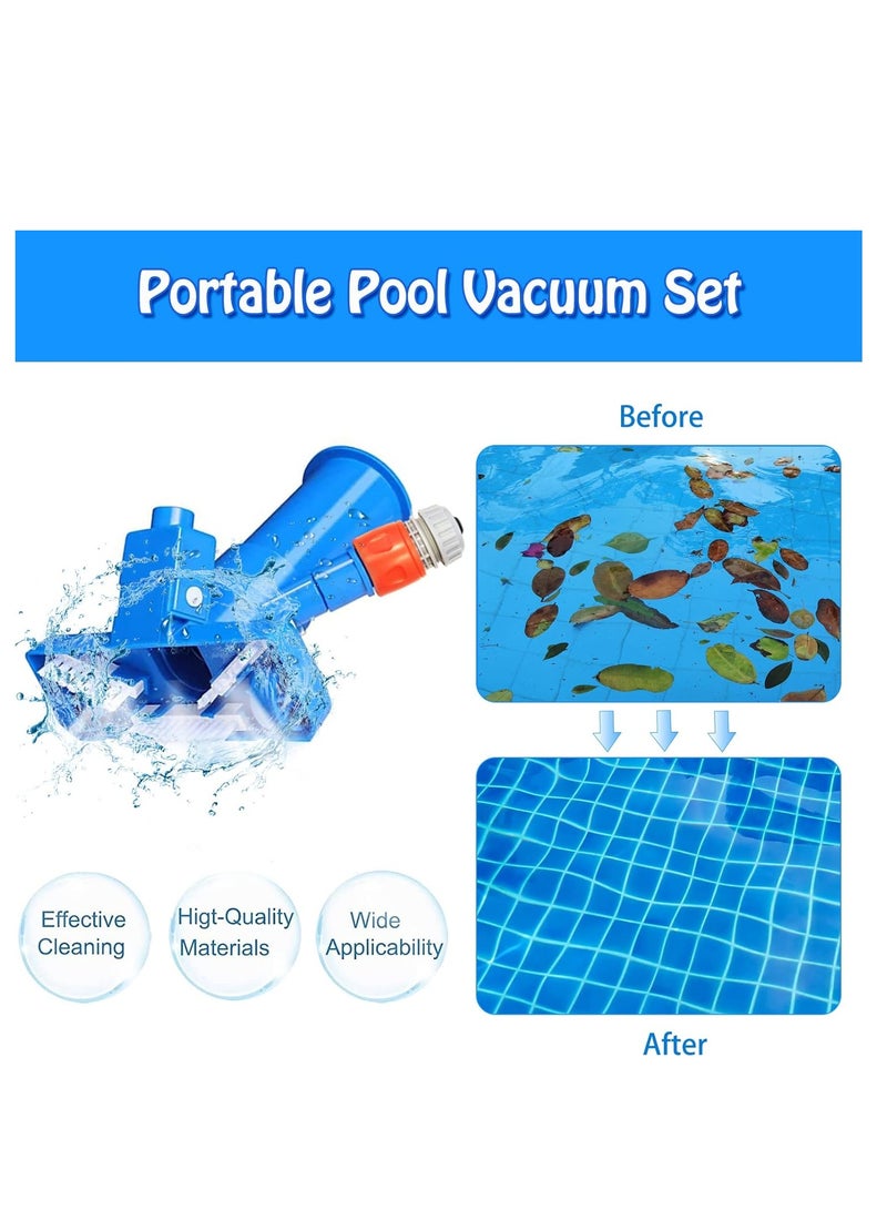 SOLARAE مكنسة حمام السباحة المحمولة، مكنسة حوض الاستحمام مع فرشاة وعصي حمام سميكة، مجموعة تنظيف حمام السباحة المحمولة لحمامات السباحة، برك الأسماك، أحواض الاستحمام الساخنة، والسبا - Image 3