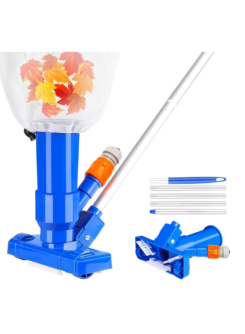 SOLARAE مكنسة حمام السباحة المحمولة، مكنسة حوض الاستحمام مع فرشاة وعصي حمام سميكة، مجموعة تنظيف حمام السباحة المحمولة لحمامات السباحة، برك الأسماك، أحواض الاستحمام الساخنة، والسبا - Image 1