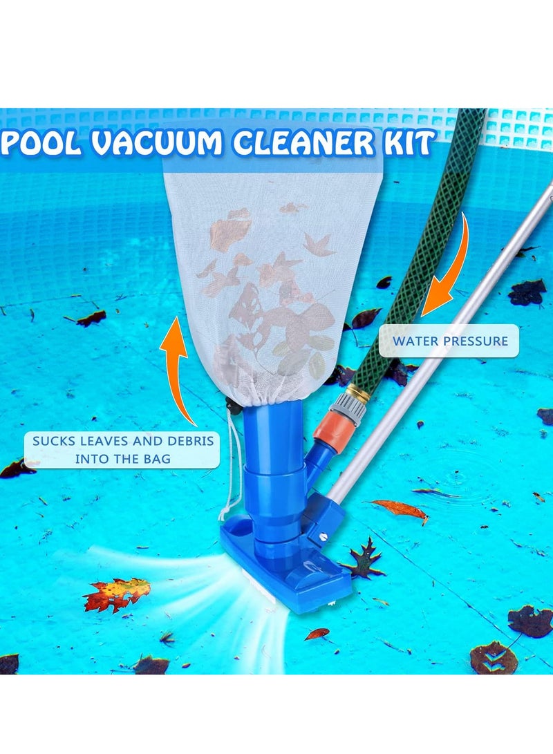 SOLARAE مكنسة حمام السباحة المحمولة، مكنسة حوض الاستحمام مع فرشاة وعصي حمام سميكة، مجموعة تنظيف حمام السباحة المحمولة لحمامات السباحة، برك الأسماك، أحواض الاستحمام الساخنة، والسبا - Image 2