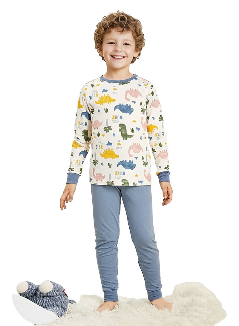 WiNi BEE Boys' 2-Piece Pajama Set, Long Sleeve Sleepwear - Pure Cotton & Breathable Nightwear - Image 1