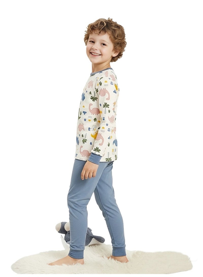 WiNi BEE Boys' 2-Piece Pajama Set, Long Sleeve Sleepwear - Pure Cotton & Breathable Nightwear - Image 2