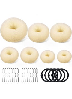 TsMADDTs TsMADDTs Ring Style Bun Maker Set - 7 Golden Bun Makers, 5 Hair Ties, 20 Bobby Pins for Chignon Hairstyles  - Image 1