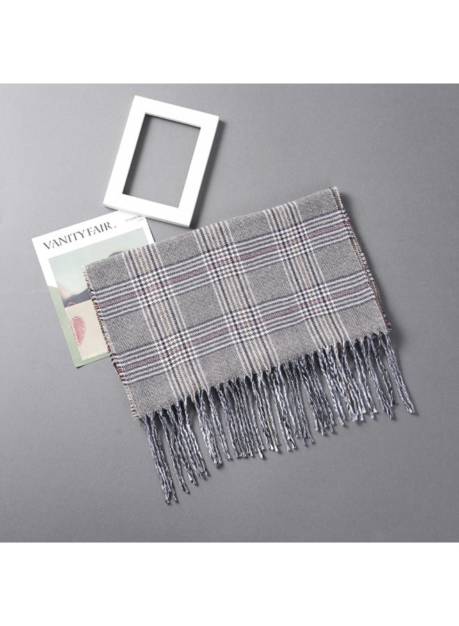 1pcs Winter Warm Long Soft Scarf，Plaid Tassel Scarf，Soft Classic Scarves，for women and man - Image 4
