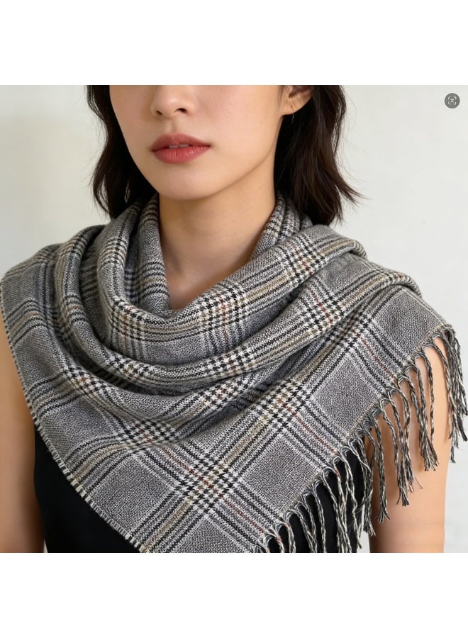 1pcs Winter Warm Long Soft Scarf，Plaid Tassel Scarf，Soft Classic Scarves，for women and man - Image 5